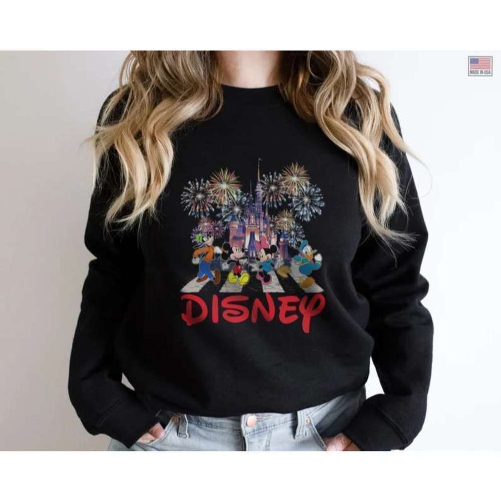 Disney Party Mickey Friends Abbey Road Graphic Unisex Crewneck Sweatshirt